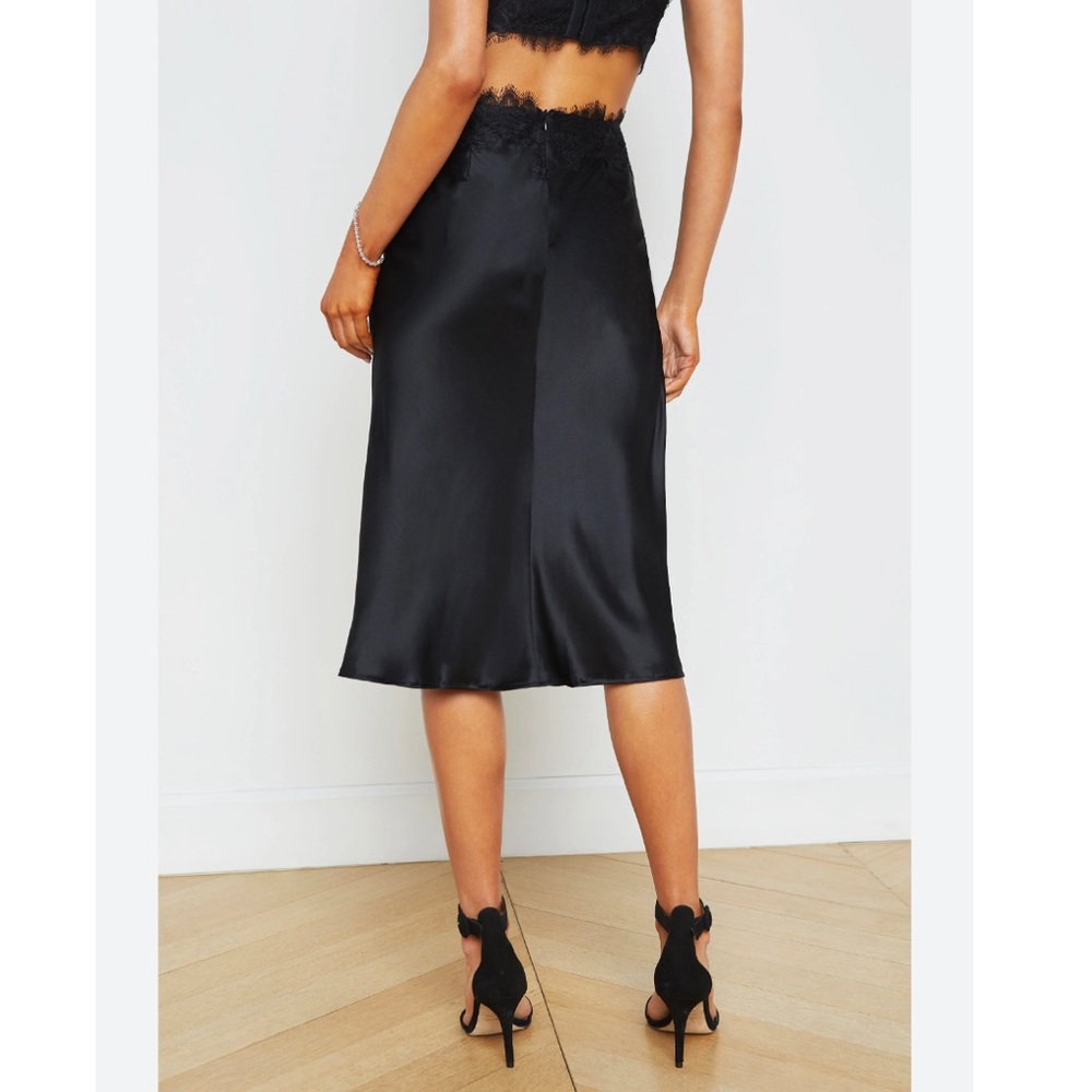L’Agence Loyal Lace Trim Skirt in Black. - Picture 2 of 10